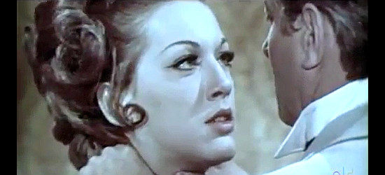 Lilian Faber as Miss Beckert, getting a taste of Desmet's fury with his hands around her neck in The Cold Killer (1966)
