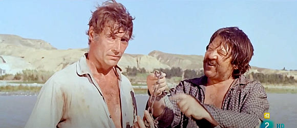 Luis Davila as Ray and Fernando Sancho as Carrancho deciding which path to take in Man From Canyon City (1965)