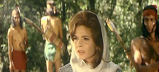 Maria Gentilini (Barbara Loy) as Alice Munro as hostile Indians close in in Fall of the Mohicans (1965)