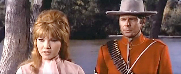 Maria Silva as Valerie Jackson and Alan Scott as Cpl. Paul White in Cavalry Charge (1964)