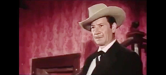 Miguel Del Castillo as Arnold, the saloon owner plotting the good twins' demise in The Twins from Texas (1964)