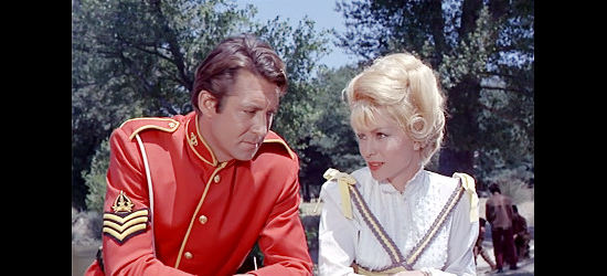 Mirko Ellis as Capt. Robert Doyle trying to romance Ann Sullivan (Giulia Rubini) in Canadian Wilderness (1965)