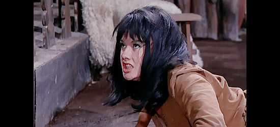 Pamela Tudor as female rebel Soir, knocked down in a catfight with Nina in Canadian Wilderness (1965)