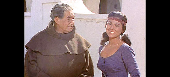 Ralph Moody as Padre Esteban with Lisa Montell as Paviva in The Lone Ranger and the Lost City of Gold (1958)