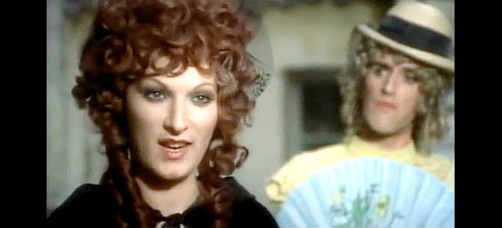 Rita De Angelis as Jessica Rourke, leader of the dance hall troupe in Seven Nuns in Kansas City (1973)