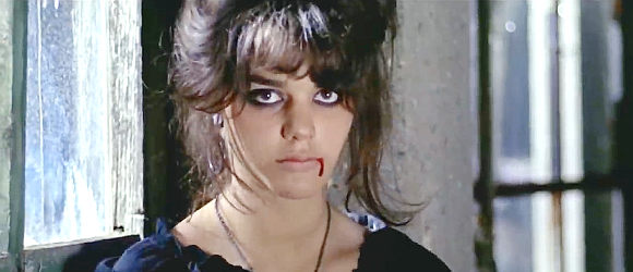 Tina Aumont as Carmen, bleeding after being smacked by Don Jose in Man, Pride and Vengeance (1967)