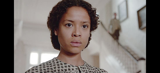 Gugu Mbatha-Raw as Rachel, hearing the call of her master in Free State of Jones (2016)