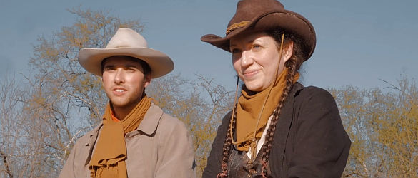 Kody Nace as Nate and Ryan Jasso as Francis Miller, on the trail of outlaws in Lady Lawman (2021)
