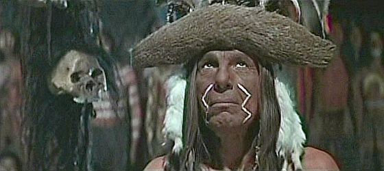 Iron Eyes Cody as a medicine man presiding over the Sun Vow ceremony in A Man Called Horse (1970)