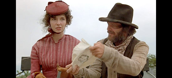 Jack Nicholson as Henry Moon, showing off his credentials as a former member of Quantrill's Raiders to Julia (Mary Steeburgen) in Goin' South (1978)