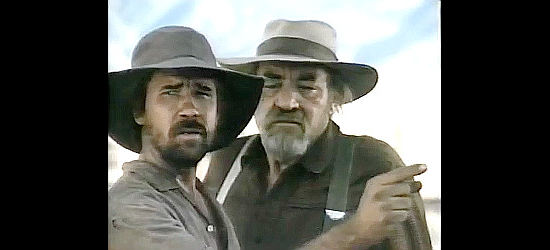 James Gammon as Amos with Williams Carstens as Henry, making a proposition to Billy in Cry for Me Billy (1972)