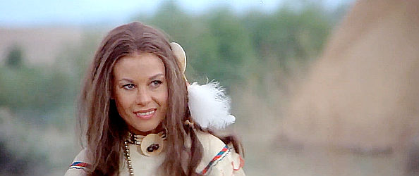 Lana Wood as Beth Colter, witnessing a Cheyenne ceremony for the first time in Grayeagle (1977)