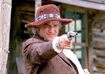 Marlon Brando as Robert Lee Clayton, target shooting in Tom Logan's vicinity in The Missouri Breaks (1976)