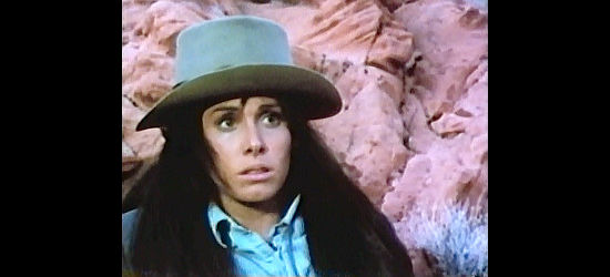 Stefanie Powers at Little Moon, not sure she can trust Jud McGraw in Little Moon and Jud McGraw (1975)
