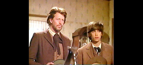 Claudio Brook as Ethan Walden and Robby Benson as his son Jory, looking for work in Jory (1973)