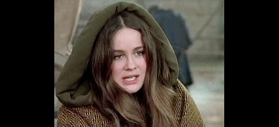 Belinda Montgomery as Heller Chase, deciding to continue west in spite of hardships in The Bravos (1972)