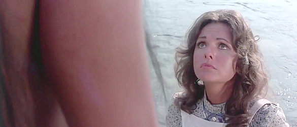 Dawn Wells as Clayanna Finley, finding her life in the hands of a Blackfoot chief in Winterhawk (1975)