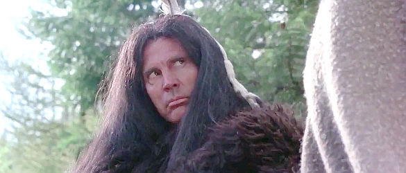 Michael Dante as Winterhawk, wanting to trade his captives for smallpox medicine in Winterhawk (1975)
