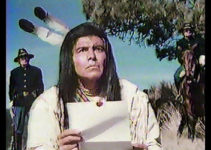 Ned Romero as Chief Joseph, distressed by news of changing federal policy toward his tribe in I Will Fight No More Forever (1975)