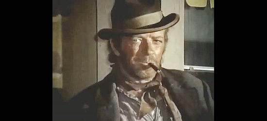Richard Basehart as Angus Keough, trying to figure out a way to swindle Kinkaid out of a $5,000 reward in The Bounty Man (1972)