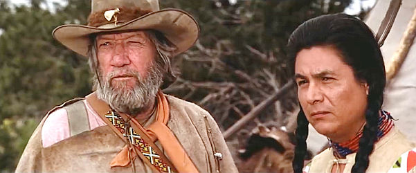 Richard Boone as Russian with a Cheyenne chief in Against a Crooked Sky (1975)