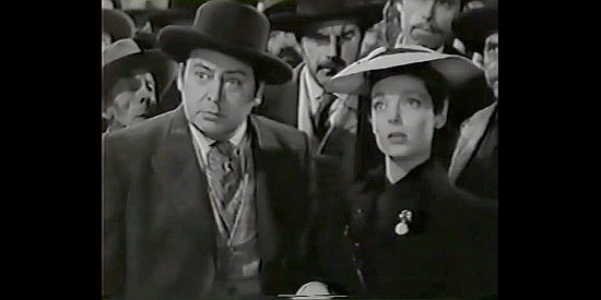 Edward Arnold as James Cork, wondering why Annie Morgan (Loretta Young) is buying a key piece of property in The Lady from Cheyenne (1941)