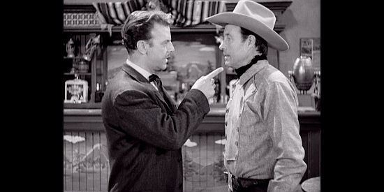 Harry Lauter as Mack WIlson, issuing a threat to Jim Levering (Bill Elliott) in Topeka (1953)