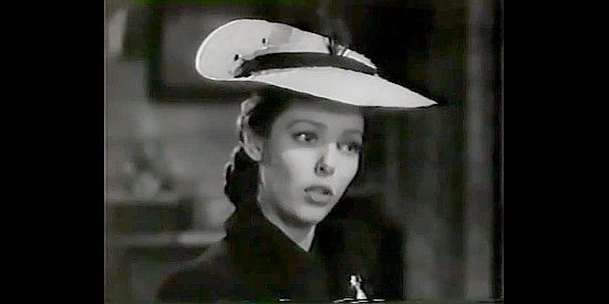 Loretta Young as Annie Morgan, deciding to use the law to fight back against James Cork in The Lady from Cheyenne (1941)