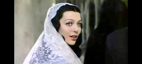Loretta Young as Ramona, hearing Alessandro sing for the first time in Ramona (1936)