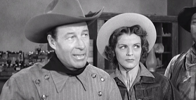 Bill Elliott as Frank Graham with Marjorie Lord as Jane Dudley in Rebel City (1953)