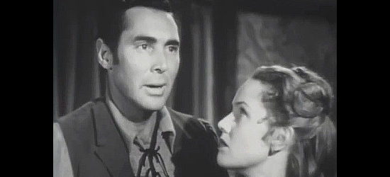 Philip Reed as Joaquin Murietta with Barbara Britton as Zara Montalvo in Bandit Queen (1950)