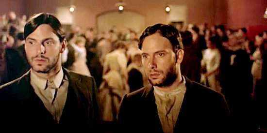 Christopher Guest as Charlie Ford and Nicholas Guest as Bob Ford, asking to join the gang in The Long Riders (1980)