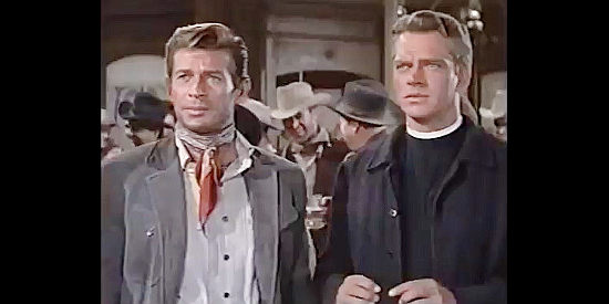George Nader as Matt Davis and Keith Andes as the Rev. Peter Maxwell in The Second Greatest Sex (1955)