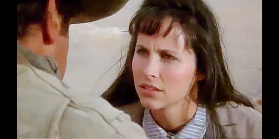 Karen Hopkins as Sarah Bolton, hoping for the safe return of younger sister Mary in The Tracker (1988)