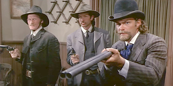 Members of the Doolin-Dalton gang attempt a bank robbery in Empire City in Cattle Annie and Little Britches (1981)