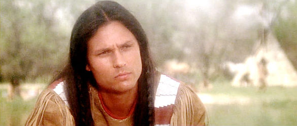 Michael Horse as Tonto, coming to the rescue of a childhood friend in The Legend of the Lone Ranger (1981)