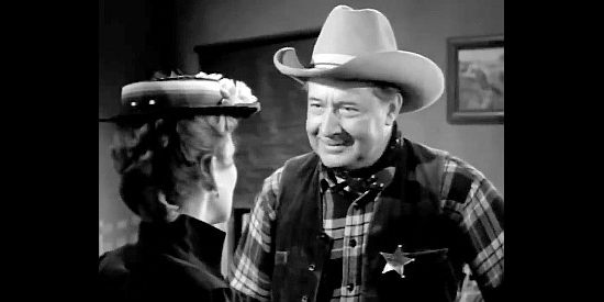 Monte Blue as Marshal Pete Coleman with Laura Brock (Virginia Grey) in Three Desperate Men (1951)