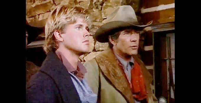 Michael Landon Jr. as Benj Cartwright and Robert Fuller as Charlie Poke in Bonanza -- The Next Generation (1988)