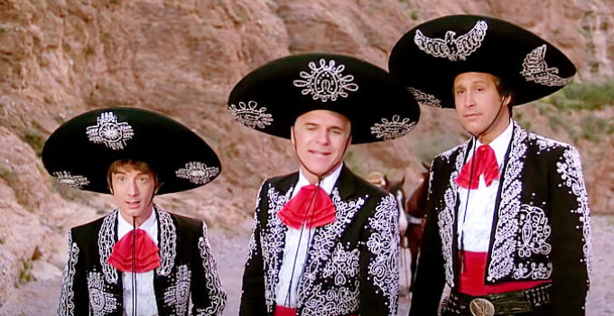 Martin Short as Ned Nederlander, Steve Martin as Lucky Day and Chevy Chase as Dusty Bottoms in Three Amigos! (1986)