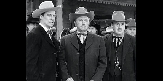 Robert Bray as Gene Smith and Henry Roland as Mayor Winch (middle), hoping to avoid a hanging in Vigilante Terror (1953)
