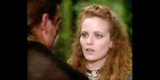 Cheryl Arutt as Ory Palmer, about to be taken captive in Davy Crockett, Rainbow in the Thunder (1988)