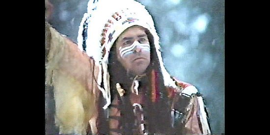 Eloy Casados as Prairie Fox, demanding the return of his woman, Wannetta, in Sacred Ground (1983)