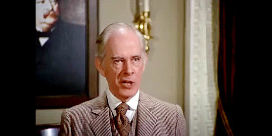 Harry Morgan as Secret Service Chief Robert T. Malone, putting West and Gordon on the Loveless case in The  Wild, Wild West Revisited (1979)