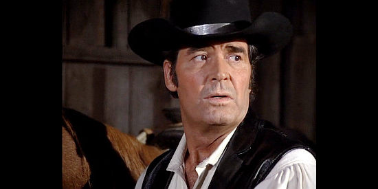 James Garner as Bret Maverick, annoyed by the turn of events after he wins an all-star poker match in Bret Maverick, The Lazy Ace (1981)