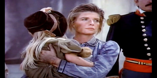 Katherine Ross as Susannah Dickinson, watching Alamo survivors being executed in Gone to Texas (1986)