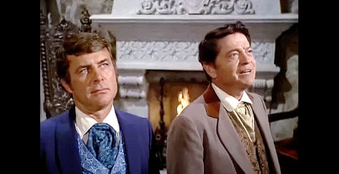 Robert Conrad as Jim West and Ross Martin as Artemus Gordon, confronted Dr. Loveless II in The Wild, Wild West Revisited (1979)