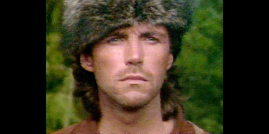 Tim Dunigan as Davy Crockett, not liking what he sees as an Indian village is massacred in Davy Crockett, Rainbow in the Thunder (1988)