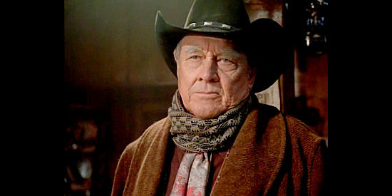 Ben Johnson as Jack Parrish, catching up with O.B. Taggart and his sons in Outlaws, The Legend of O.B. Taggart (1995)