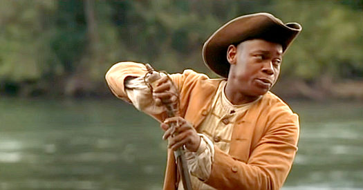 Bokeem Woodbine as Jonah, preparing to blast away at a threatening squirrel in Almost Heroes (1998)