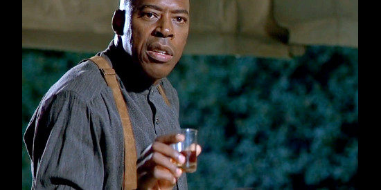 Ernie Hudson as Nat Love, aka Deadwood Dick, christening Isaiah Turner with his nickname in The Cherokee Kid (1996)